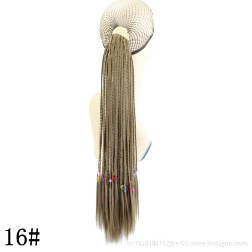 soft synthetic braid hair drawstring ponytail, low temperature fiber free diy clip braided ponytail extension
